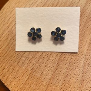 Sapphire and gold flower earrings